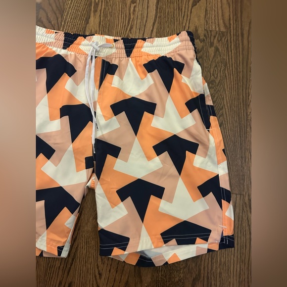 Sovereign Code Swim Trunks Mens Size Large Orange Blue Geometric NWOT - Picture 2 of 5
